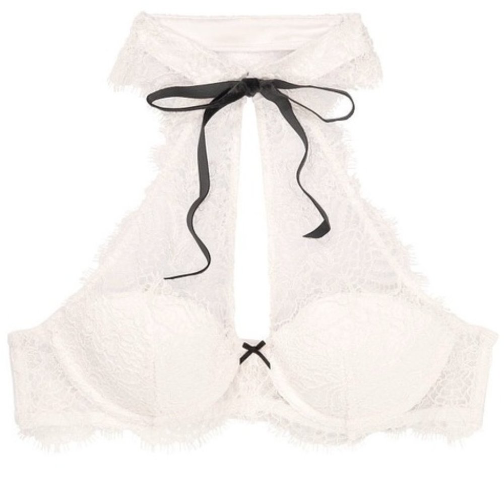 VS DREAM ANGELS WHITE Lace & Collar Demi Bra Top